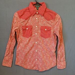 Vintage Ralph Lauren Shirt Womens Extra Small XS Red Western